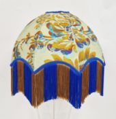 Amaranthine velvet Oria Jadeite lampshade, of octagonal curved form, decorated with stylised flowers