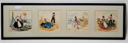 A. Camacho (20th century) Watercolour Seven watercolours depicting various scenes with traditional