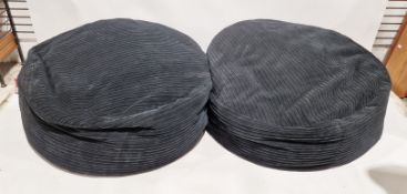 Pair of giant British made Big Bertha Original Lounge Pug bean bags, of circular form with black