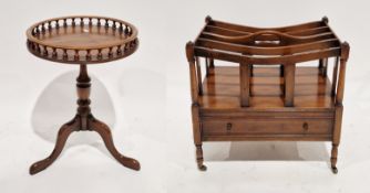 Modern wine table in the George III style, of circular form with spindle gallery rail, 64cm high x
