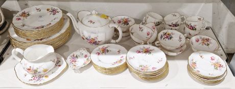 Royal Crown Derby bone china Derby Posies pattern part tea and dinner service, printed iron red