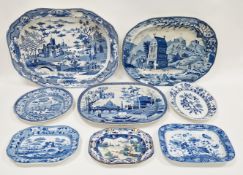 Collection of Staffordshire pearlware serving-dishes in sizes, early 19th century, including: a
