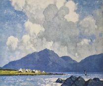 Y Paul Henry (Irish 1876-1958) Colour lithograph 'A Connaught fishing village', signed in pencil