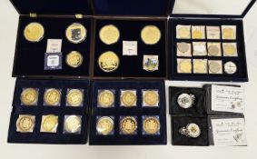 Collection of commemorative coins, most being by Numisproof, including 24 carat gold plate examples,