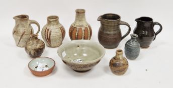 Collection of Mousehole Studio Pottery, impressed marks, comprising: two similar globular