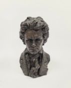 Simulated textured bronze-effect bust of Ludwig van Beethoven, 33cm high