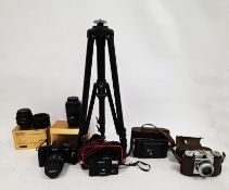 Collection of cameras and equipment, including Sigma SA-7 camera with Hoya 55mm lens, boxed Sigma