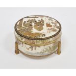 Japanese Satsuma circular footed box and cover, Meiji period (1868-1912), signed with two gilt