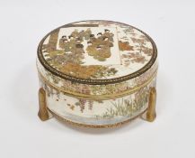 Japanese Satsuma circular footed box and cover, Meiji period (1868-1912), signed with two gilt
