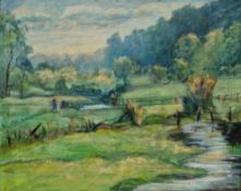 V 20th century school Oil on board 