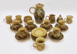Alvingham Studio Pottery part coffee-service, incised and impressed marks, painted with bands of