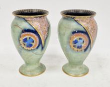 Pair of Carlton Ware Art Deco Bell pattern oviform vases, each with printed blue factory marks,