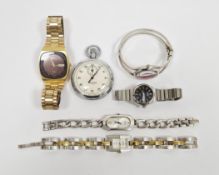 Lady's Seiko automatic Hi-Beat wristwatch, the blue dial with baton hour markers and day/date