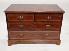 Mahogany and satinwood inlaid chest of drawers in the George III manner, the rectangular top with