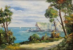 Olino?? 20th century school Oil on canvas Continental coastal scene, indistinctly signed lower left,