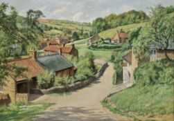 William Lambert Bell (1904-1983) Oil on canvas 'Beckhole, Whitby Moors, Yorkshire', village scene,