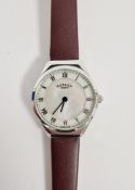 Lady's Rotary stainless steel cased wristwatch, the mother of pearl dial with Roman numerals