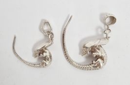 Two silver novelty pendants in the form of Alien Prometheus Xenomorphs, both stamped 925, largest