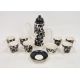 Cartlon Ware black and white sunflower pattern part coffee-service, printed yellow marks, - Image 1 of 2