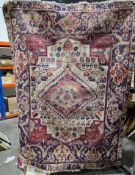Persian Heriz rug with central lozenge medallion on floral field, floral spandrels, multiple