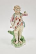 Derby figure of a shepherd with hound, circa 1770, incised 5.., standing before a tree-stump base