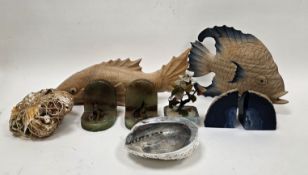 Mixed lot of collectable items, including pair of Art Deco onyx bookends set with spelter Alsatian