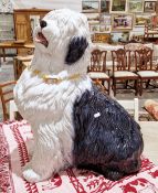 20th century large Italian pottery model of an Old English sheepdog, naturalistically modelled