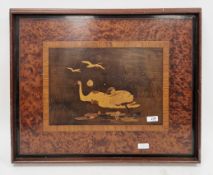 Early 20th-century mahogany, burr walnut and satinwood cross-banded marquetry tray, of rectangular