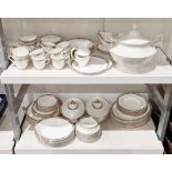 Royal Doulton bone china Forsyth pattern part dinner-service, printed with green and gilt borders,