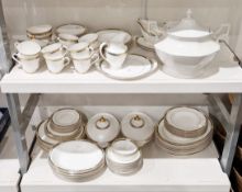 Royal Doulton bone china Forsyth pattern part dinner-service, printed with green and gilt borders,