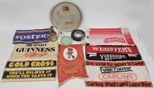 Collection of smoking and bar collectables, including five lighters, two cigarette cases, Goodyear