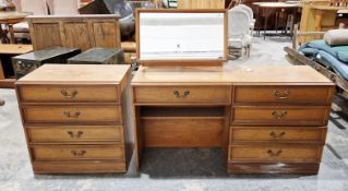 Meredew teak-effect dressing table with adjustable rectangular mirror and five drawers, 115cm high x