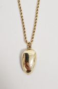 Gold-coloured metal coracle and paddle pendant on 9ct gold ropetwist chain, 10.7g total approx.