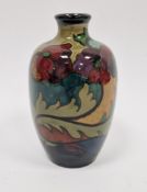 Gouda pottery oviform Art Nouveau Ivora vase, painted marks, decorated with flowers and scrolling
