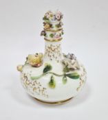 Grainger & Co (Worcester) porcelain flower-encrusted bottle vase, circa 1830, printed puce factory