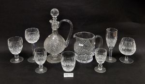 Waterford 'Colleen' pattern cut glass part table service, acid-etched marks, comprising eight hock