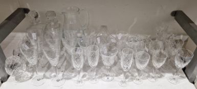Royal Doulton glass part table service, acid-etched marks, moulded with fans and bands of