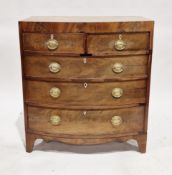 Early 19th-century mahogany bow-fronted chest of drawers, comprising two short over three long
