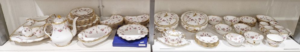 Royal Crown Derby bone china Royal Antoinette pattern part dinner and coffee-service for six,
