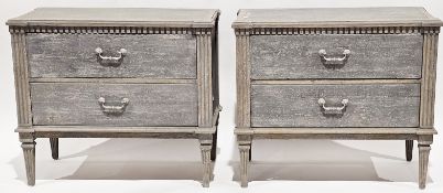 Pair of Loaf ' Tabitha ' chests of drawers, with a blue / grey distressed finish, each with two