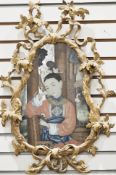 LOT WITHDRAWN Chinese export reverse-glass painting, portrait of a seated girl in traditional