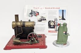 Mamod SE2A live steam stationary engine, with burner, together with Wilesco M59 eccentric press,