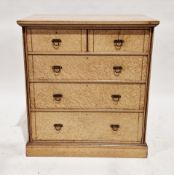 Gillow & Co 19th-century birdseye maple veneered and mahogany chest of drawers, comprising two short