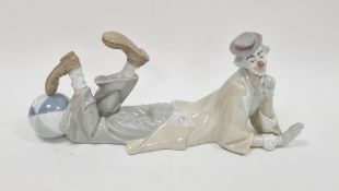 Lladro figure of a reclining clown, printed blue factory marks and incised marks, modelled with
