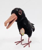 1960's Steiff ' Hucky ' raven bird, black body, orange beak and orange metal legs, with original