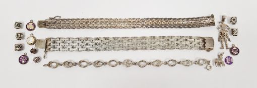 Two hallmarked silver gate link-style bracelets, both hallmarked London together with a white