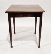 V Early 20th-century walnut side table, the rectangular top over a single small drawer with wooden