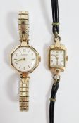 Lady's Garrard 9ct gold cased wristwatch, the dial with alternating Arabic and arrow head hour