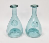 Pair of Holmegaard 'Cherry Elsinore' light blue glass carafes designed by Ole Winther, 23cm high