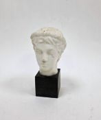 Marble bust of a young Bacchus, on a square slate plinth, 24cm high